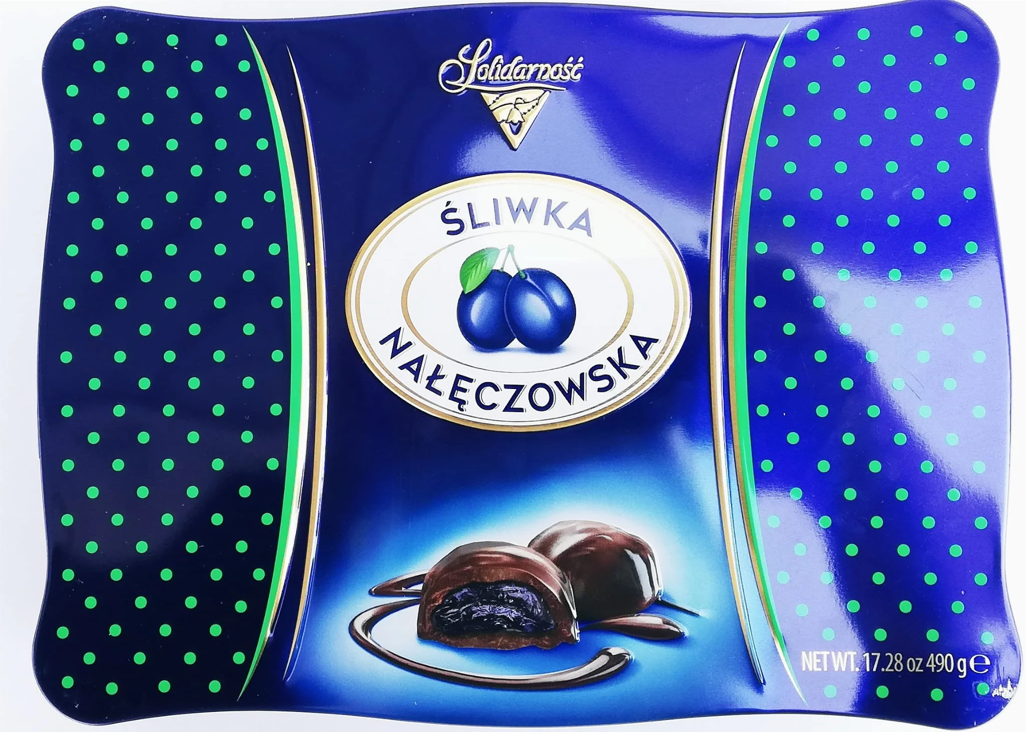 Solidarnosc Plums In Chocolate Naleczowska 490 g Metal Tin Gift Box