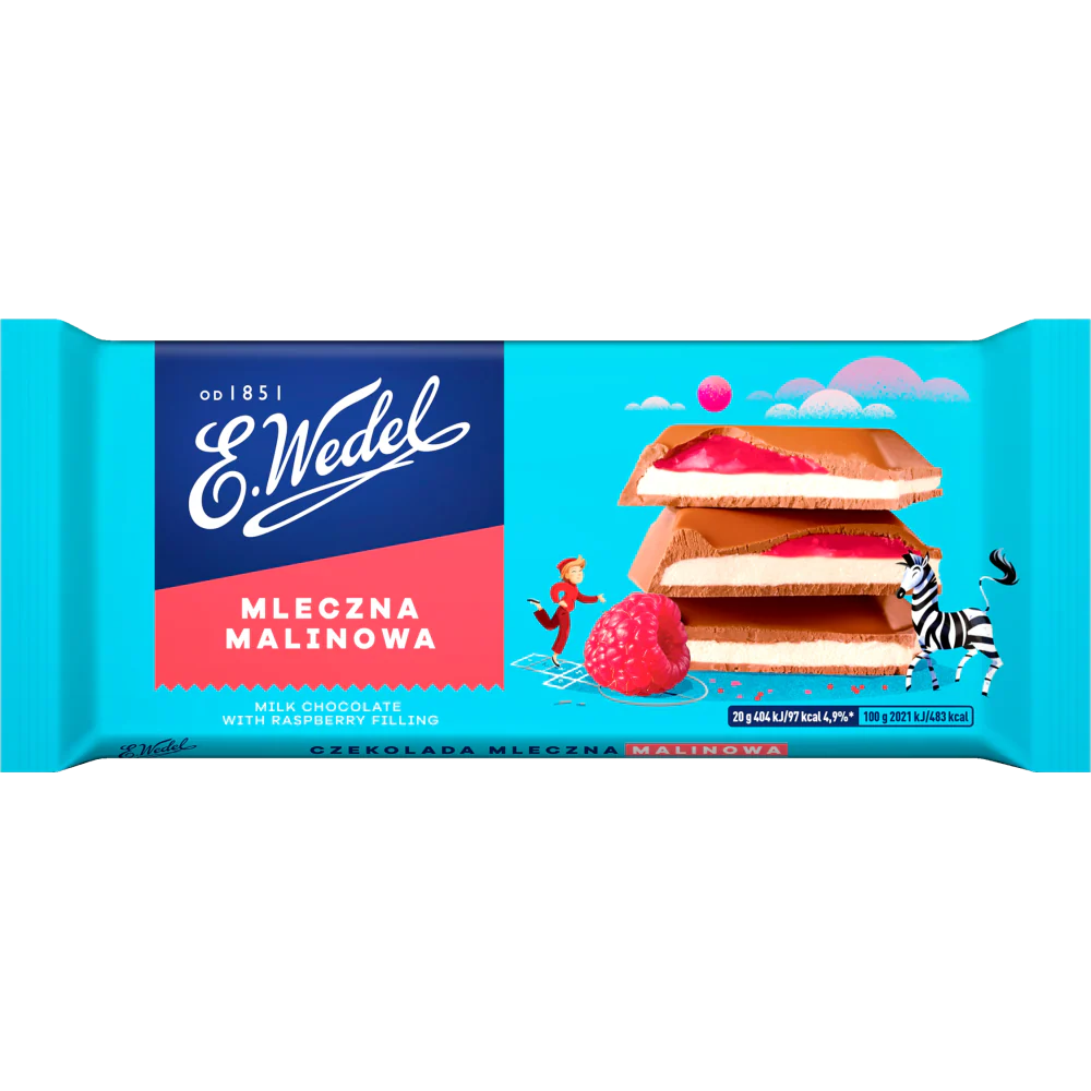 WEDEL MILK CHOCOLATE WITH RASPBERRY FILLING 100G